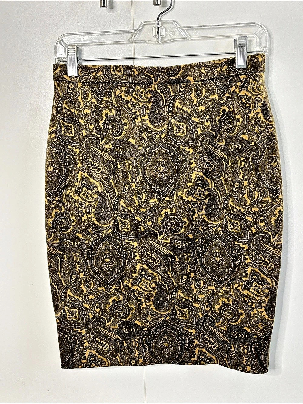 Escada Paisley Midi Skirt in Brown & Gold Size 38
